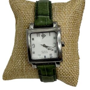 Silpada designs quartz watch with green leather strap